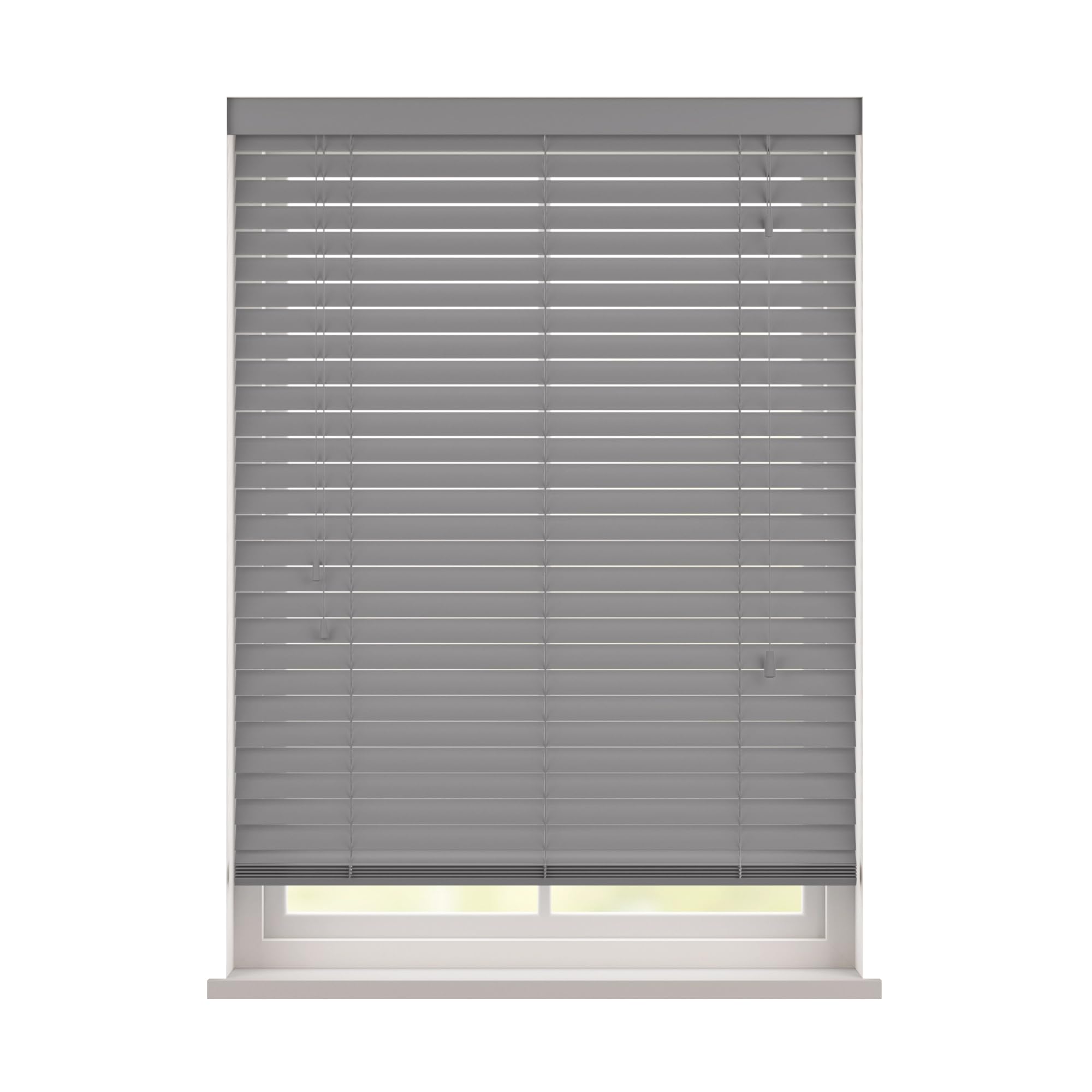 Custom Made To Measure Real Wooden Venetian Blinds with strings (50mm Slats) (Pebble Grey, 40cm - 60cm (Width) x Up To 120cm (Drop))