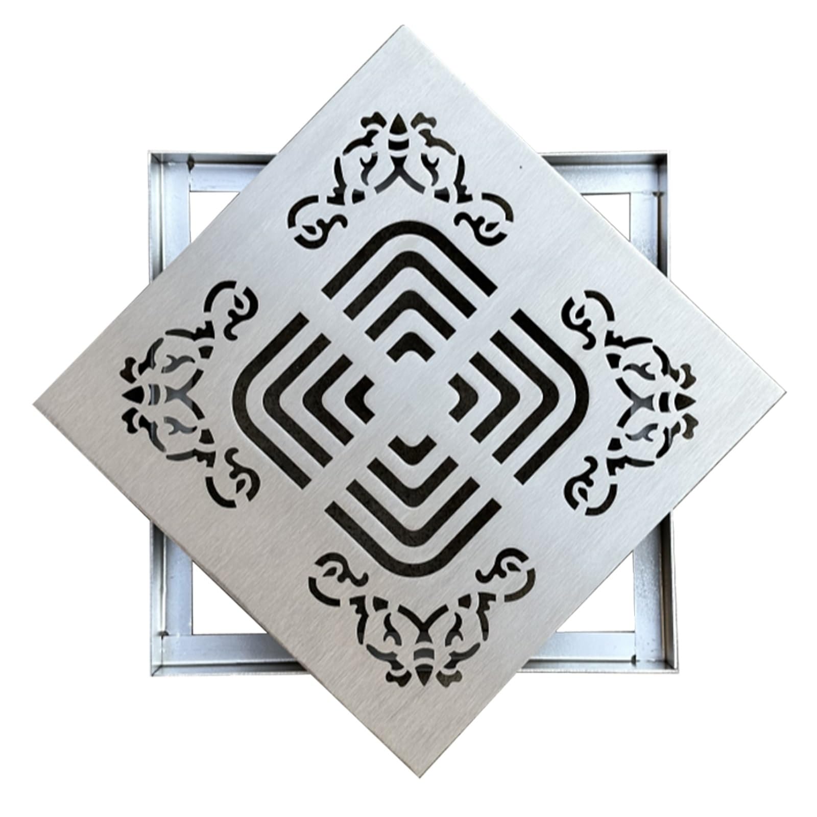Arqueta Riego de Alcantarilla de Acero Inoxidable, Tapa de Alcantarilla de Alcantarilla Cuadrada Empotrada con Orificios de Drenaje, Empotrada, para Pavimento de Patio, Acera(50x50cm/20x20in)