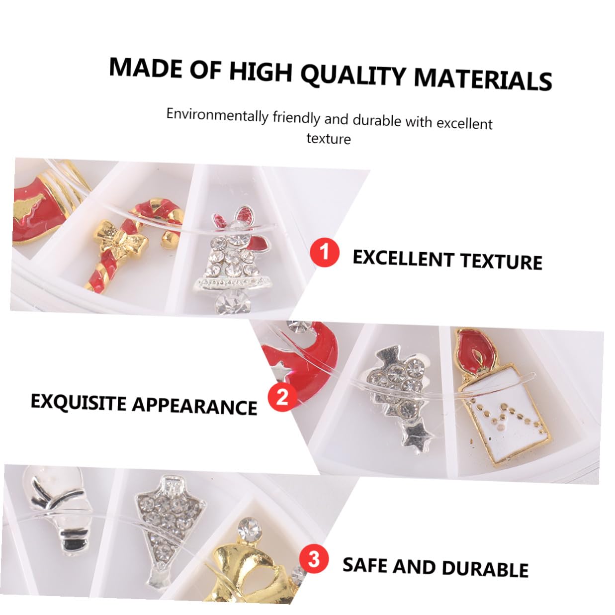 ABOOFAN Christmas Alloy Nail Art Decoration Set 12 Compartments Snowflake Manicure Supplies Festive Nail Tools