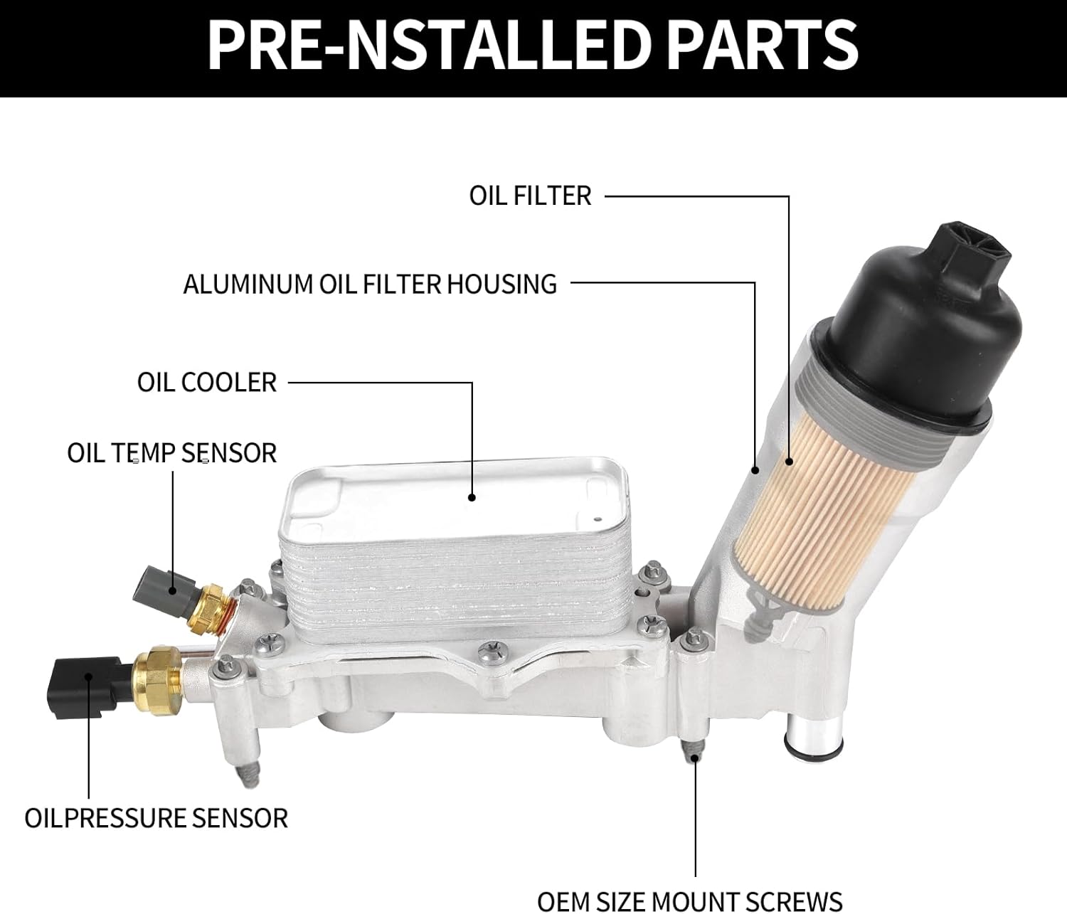 Aluminum Engine Oil Cooler and Oil Filter Housing Adapter For 2011-2016 Chrysler 200 300, Dodge Charger Challenger, Jeep Grand Cherokee, ProMaster 3.6L V6, | 926-959,926-876,68105583AF