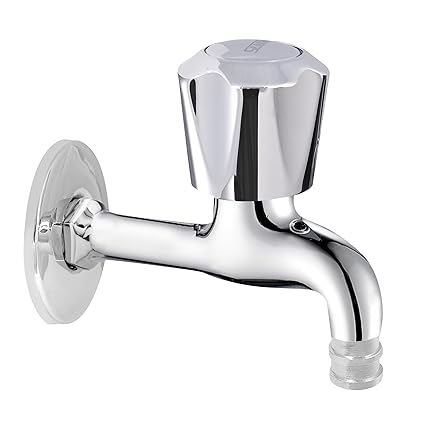 SEAKING Nano Brass Nozzle Bib Cock Tap for Washing Machine with Wall Flange (Chrome)