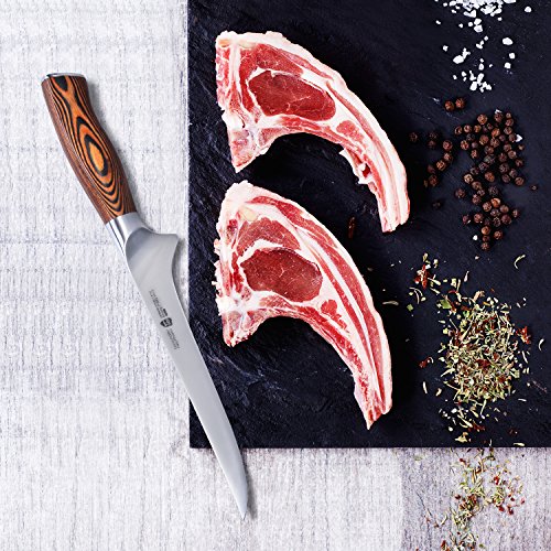 Tuo Boning Knife - Razor Sharp Fillet Knife - High Carbon German Stainless Steel Kitchen Cutlery - Pakkawood Handle - Luxurious Gift Box Included - 7 Inch - Fiery Phoenix Series #TOP3