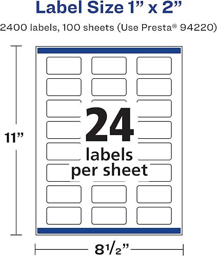 Miniatura 10 de Avery Etiquetas rectangulares duraderas e impermeables con alimentación segura, 1 x 2 pulgadas, 1,200 etiquetas impermeables resistentes al aceite y