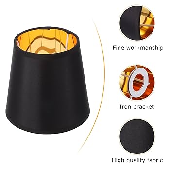 Black Lampshade Cloth Lamp Shade E14 Base Golden Lining