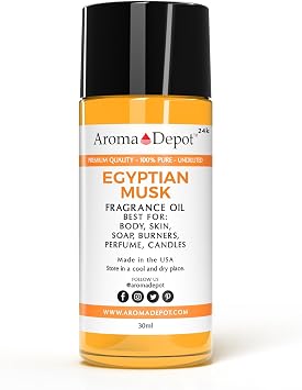 24K Egyptian Musk Fragrance Oil, Pure Uncut - for DIY Lotions, Soapmaking, Incense, Aromatherapy Diffusers (30ml)