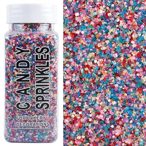 Image of Rainbow Sanding Sugar Sprinkles, 4.6 oz Edible Colorful Sugar Crystals for Baking Topping, Cupcakes, Cookies, Ice Cream & Cake Decorating, Wedding Party Birthday Christmas Holiday Supplies