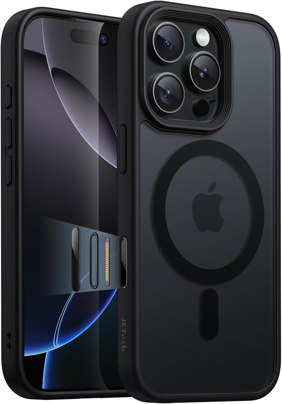 JETech Magnetic Case for iPhone 16 Pro 6.3-Inch with Camera Control Capture Button, Compatible with MagSafe, Translucent Matte Back Slim Shockproof Phone Cover (Black Titanium)