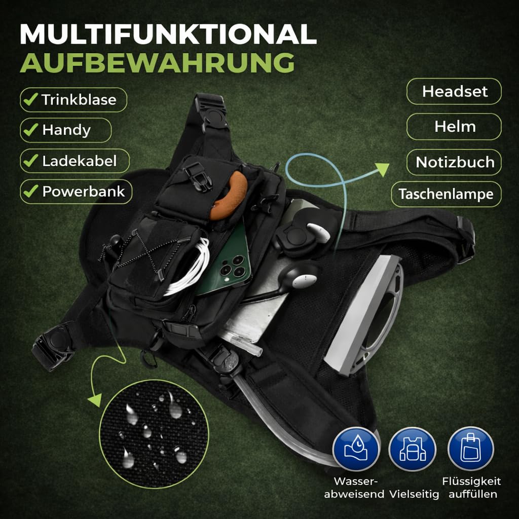 Hydration Vest mit 2L Trinkblase – Laufweste mit Brusttaschen, Leicht & Wasserdicht, Trailrunning Trinkrucksack für Laufen, Radfahren, Wandern & Outdoor