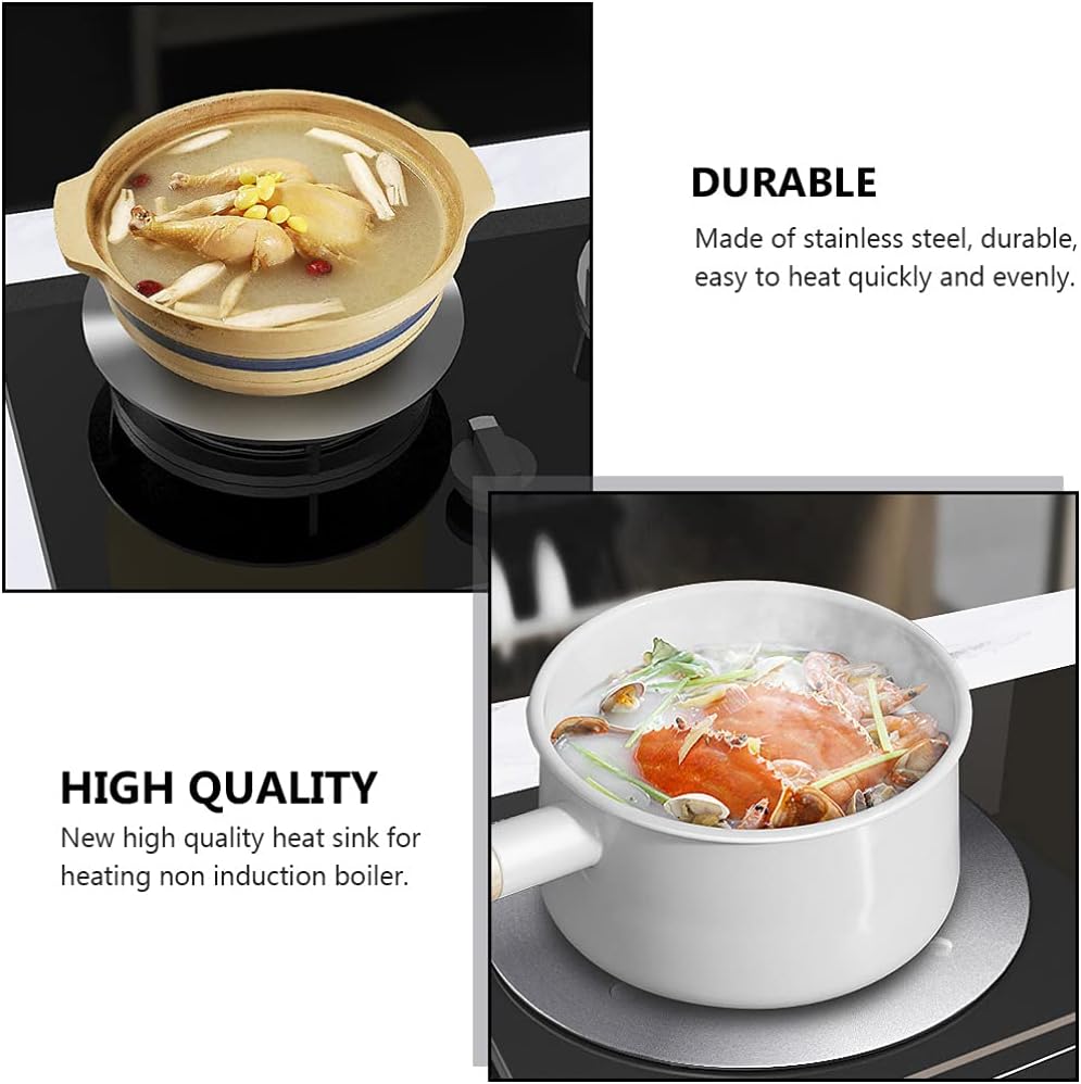 Cabilock Heat Diffuser Stainless Steel Coffee Milk Cookware Simmer Ring Induction Hob Plate Heat Diffuser for Electric Stove Cooktop Converter Induction Hob Adapter (Silver)