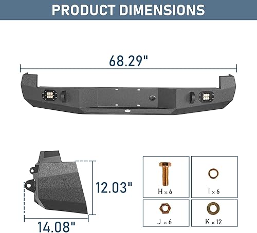 Miniatura 9 de u-Box Parachoques trasero Tacoma 05-15 para Toyota Tacoma 2005-2015 2nd Gen Pickup Trucks Steel Off Road Step Bumper Guard w/LED Lights