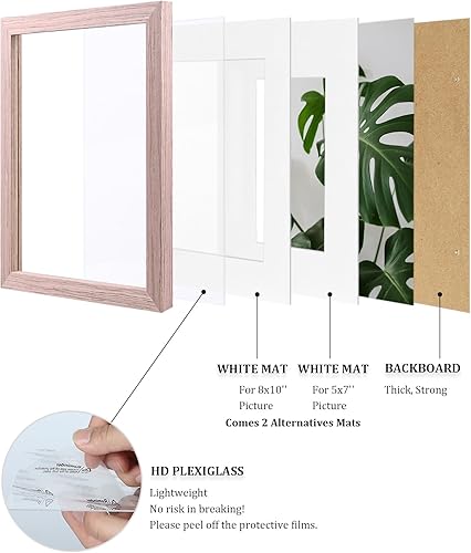 Vista 785 de Egofine Portarretratos de 9 x 12 pulgadas hecho de madera maciza con plexiglás, fotos de 5 x 7/6 x 8 con paspartú o de 9 x 12 pulgadas sin paspartú