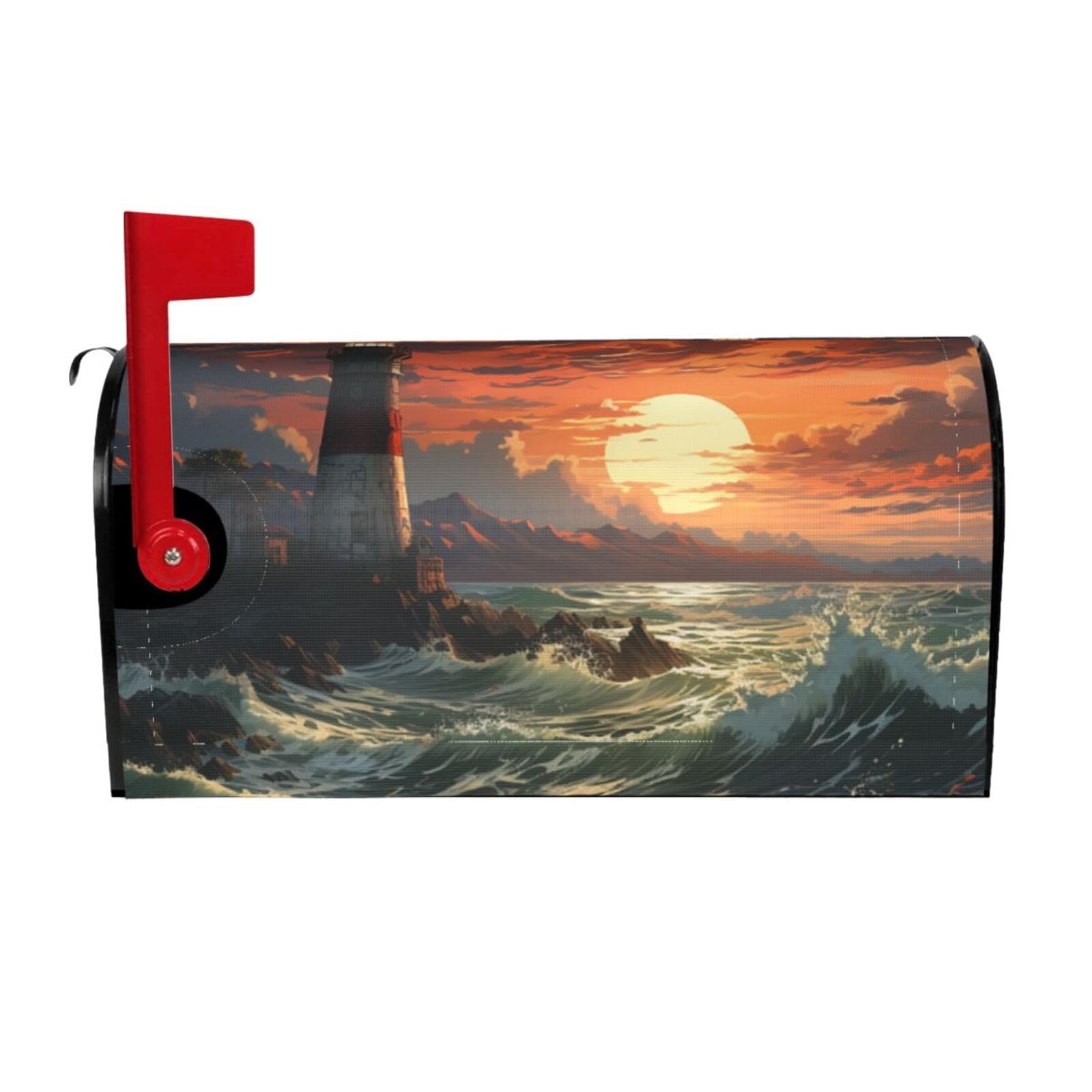 Lighthouse Mailbox Covers Magnetic Wraps Post Letter Box Cover Garden Home Decor 21x18 in