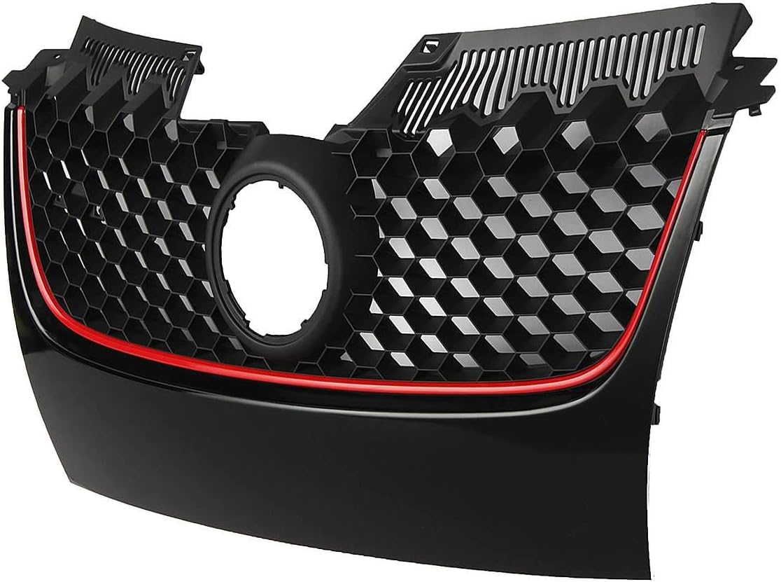 Oneuda Car Red Strip Front Center Grille for VW Jetta GTI GLI MK5 2006 2007 2008 2009 Bumper Grill with Red Border