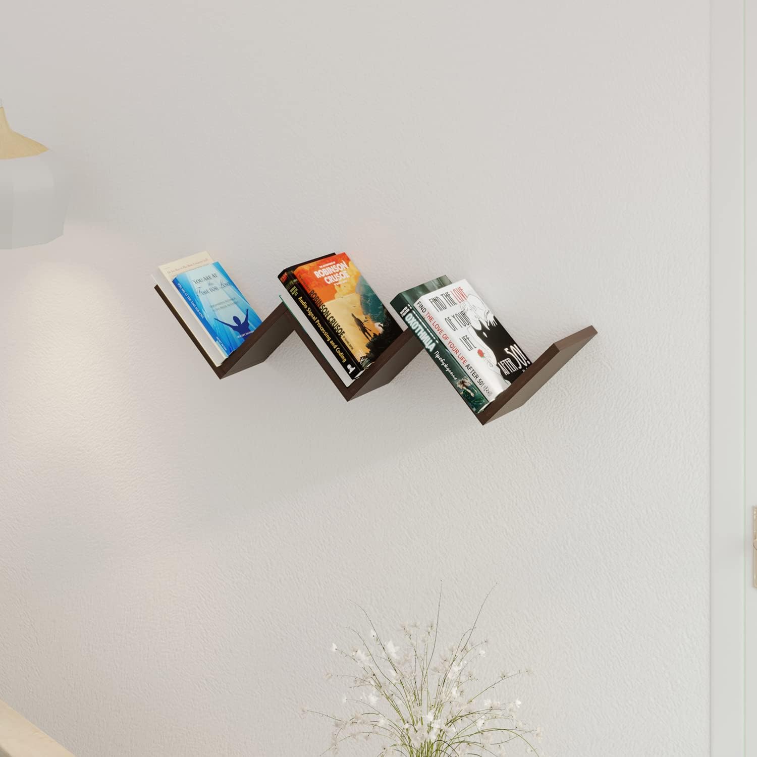 BLUEWUD Aaron Engineered Wood Wall Decor Floating Shelf Display Rack Decorative Hall Décor for Living Room Home Furniture (Wenge)