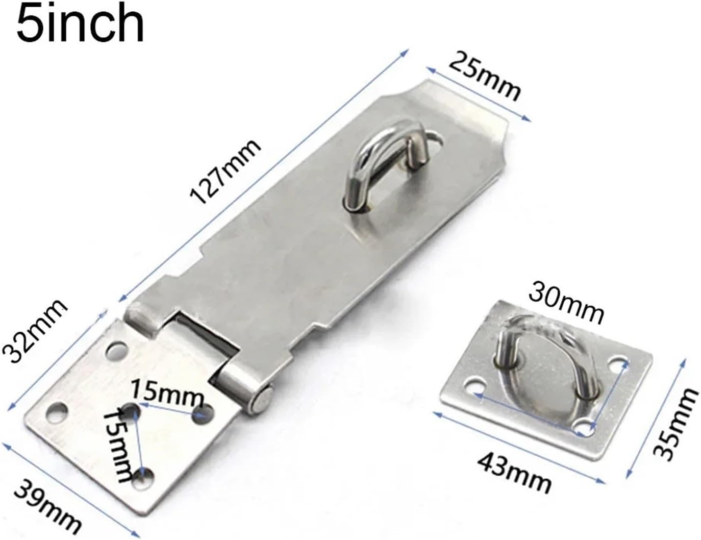 Hasp Latch 15pcs Stainless Steel Safety Door Latches and Hinges, Heavy-Duty Storage Room Locks and (3 Inches to 5 Inches) for Door Gate Cabinets Etc(Silver 4 inch)