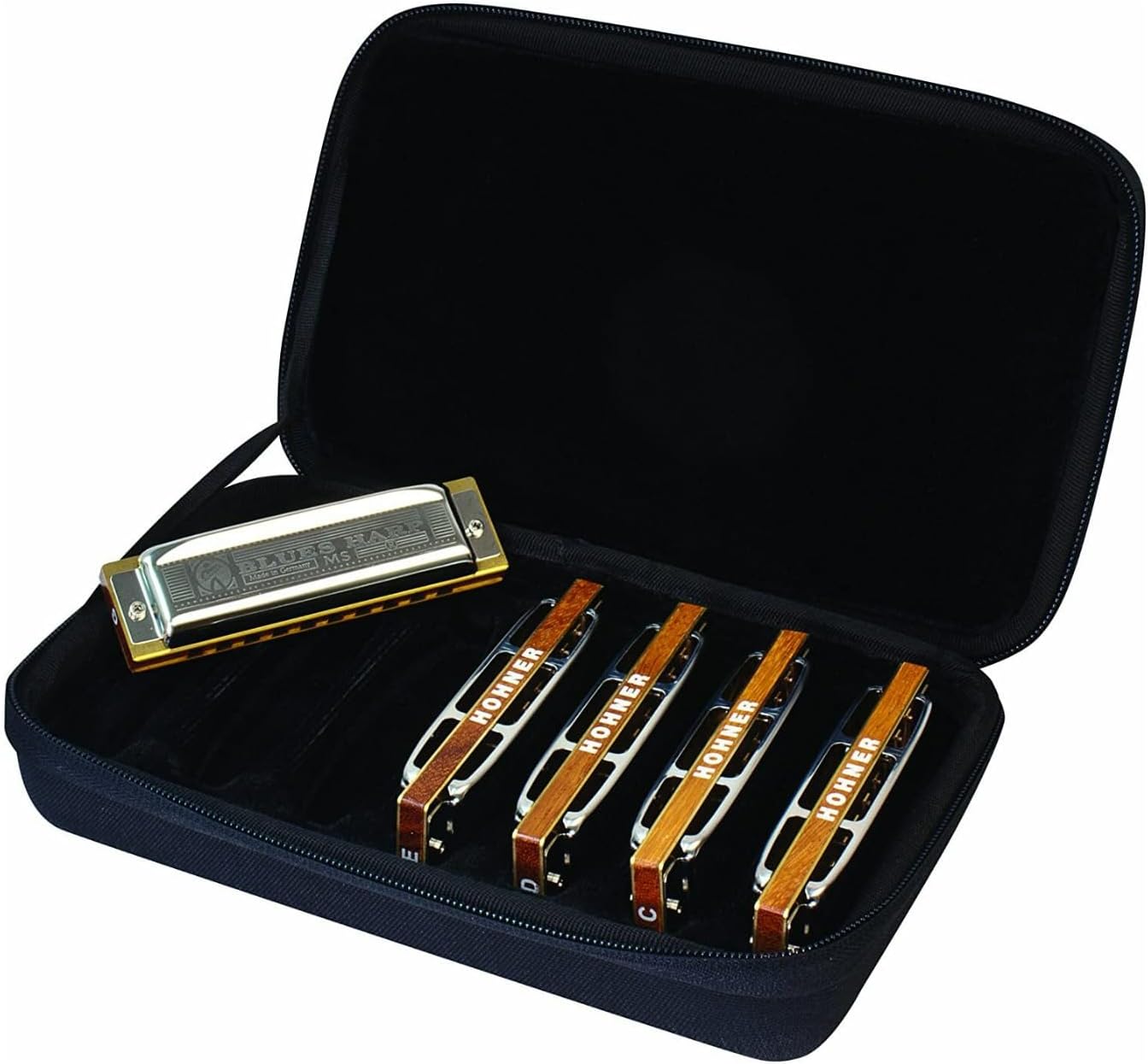 Blues Harp 5-Piece Diatonic Harmonica Bundle with Case