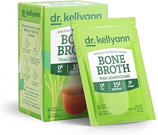 Dr. Kellyann Thai Lemongrass Bone Broth Collagen Powder (7x16g Protein Servings) - 100% Grass-Fed, Keto & Paleo Friendly