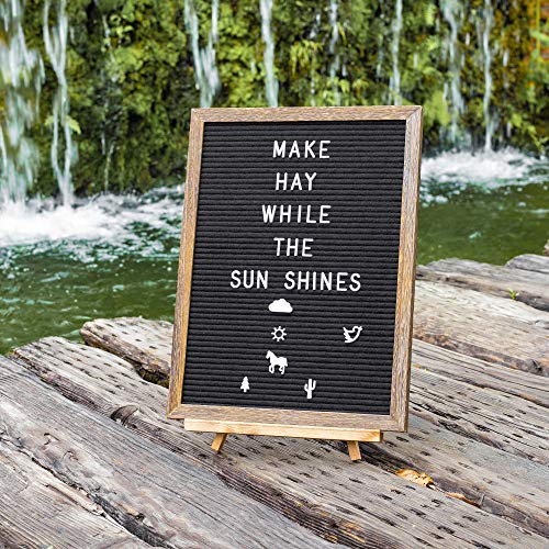 G Gamit Double Sided Felt Letter Board 12”X16”With Rustic Vintage Frame,1113 White&Gold Letters,Symbols,Emojis,Script Cursive Words&Photo Clips,Sign Board&Message Board With Stand，Scissor&Canvas Bags #TOP5
