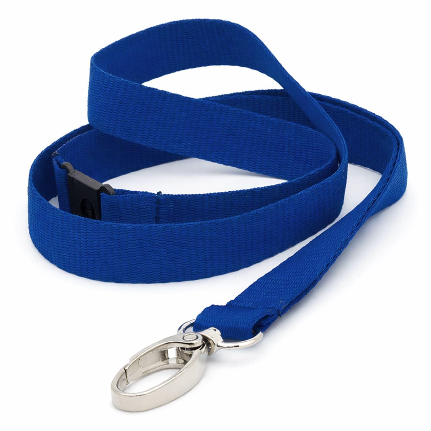 Pack of 100 Blue Lanyards 15mm Flat Rpet Recycled Polyester with Metal Clip By LanyardsTomorrow, Safety Breakaway ID Badge Holder Eco Neck Straps