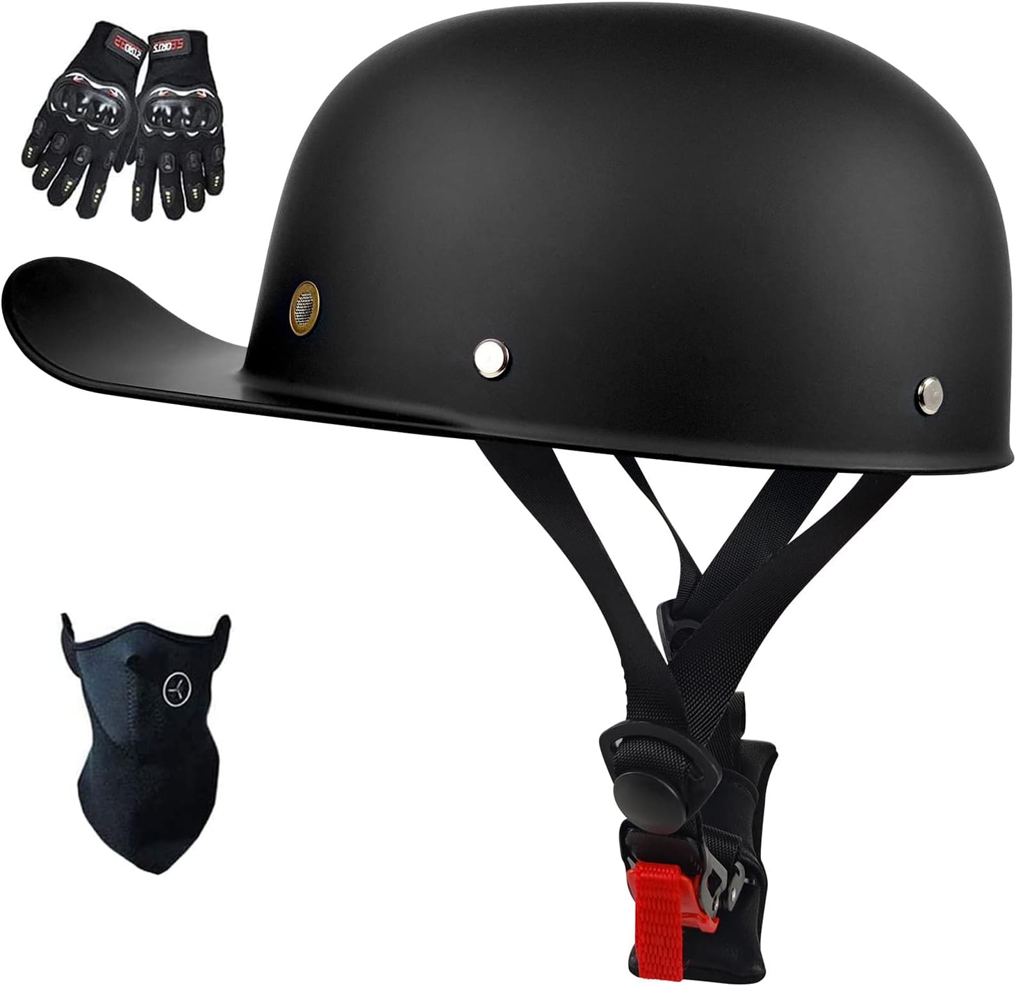 Baseball Cap Motorcycle Helmet,DOT Approved Vintage Open Face Unisex-Adult Half Helmets for Scooter Moped Cap Street Cruiser