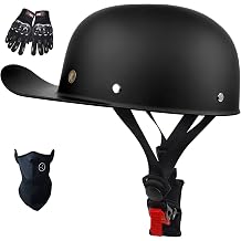 Baseball Cap Motorcycle Helmet,DOT Approved Vintage Open Face Unisex-Adult Half Helmets for Scooter Moped Cap Street Cruiser