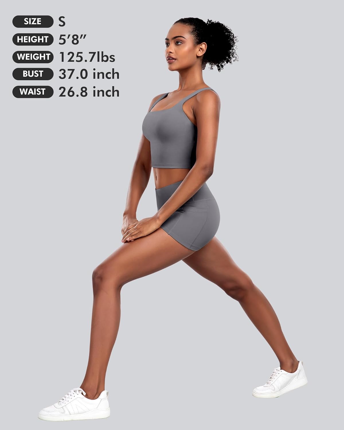 Womens Sports Bras 5 Packs - Square Neck Longline Workout Crop Tank Tops Padded Yoga Camisole with Built in Pads - Image 6