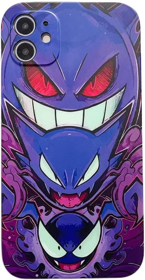 RNGEDG Case for Apple iPhone, Gengar Gastly Haunter Evolution Anime Comic with Silica Gel imd Frame Protective Case (Purple, iPhone 12 Pro Max)