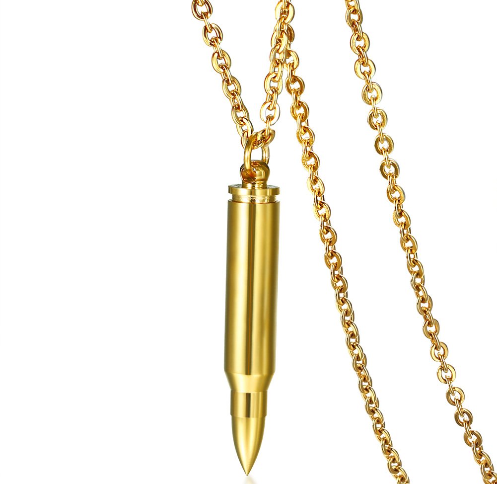 XUANPAINecklace Personalized Stainless Steel Bullet Urn Keepsake Memorial Ashes Urn s for Men