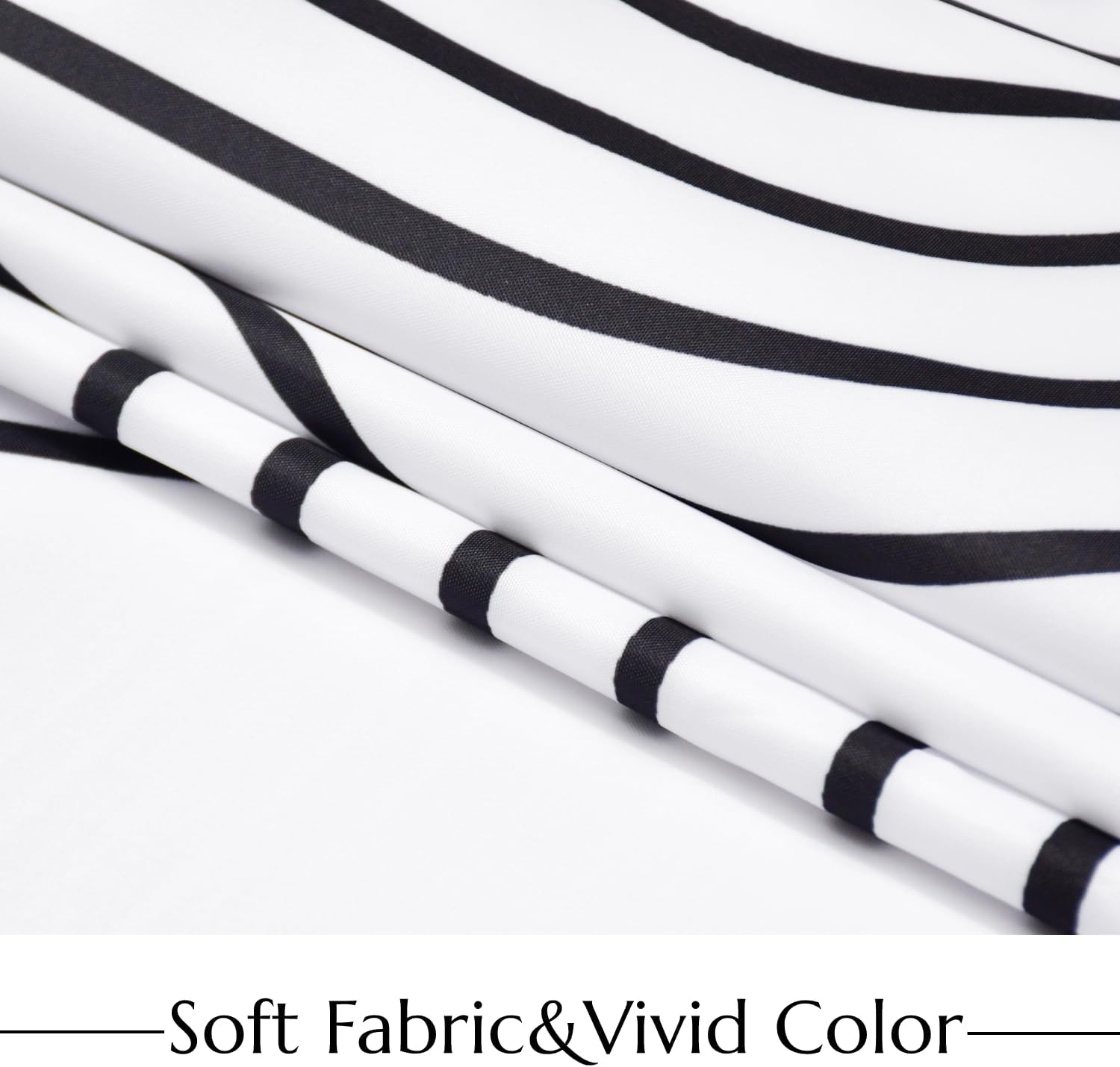 No Hook Shower Curtain with Snap in Liner, White and Black Mid Century Modern Arch Heavy Duty See Through Window Waterproof Machine Washable Bathroom Curtain 71" W x 74" L (Pack of 1)