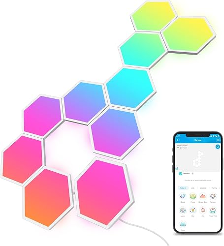 Govee Glide Hexagon LED Panel, 10 Pannelli Esagonali RGBI…
