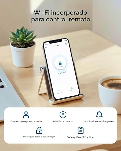 Miniatura 4 de eufy Smart Lock C33, cerradura de puerta con teclado con asa, perilla de puerta de huella digital, cerradura de puerta de entrada sin llave para