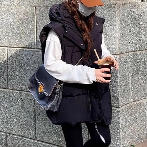 Womens Oversized Puffer Vest Stand Collar Sleeveless Zip Up Quilted Gilet Warm Padded Winter Jacket with Pockets3