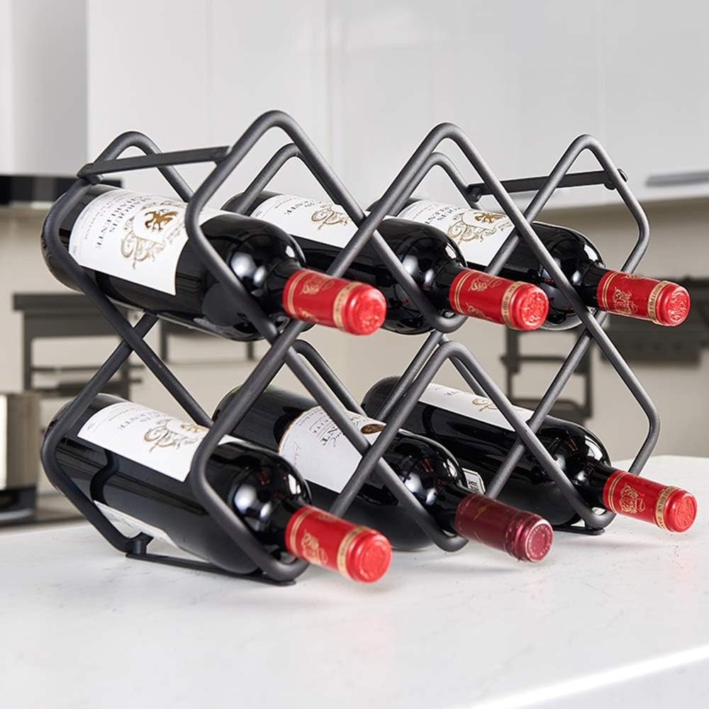 Kitchen Tabletop Wine Storage Rack Stackable Modular Design Holds Up Wine Rack (Color : Black Size : 28x16.5cm)