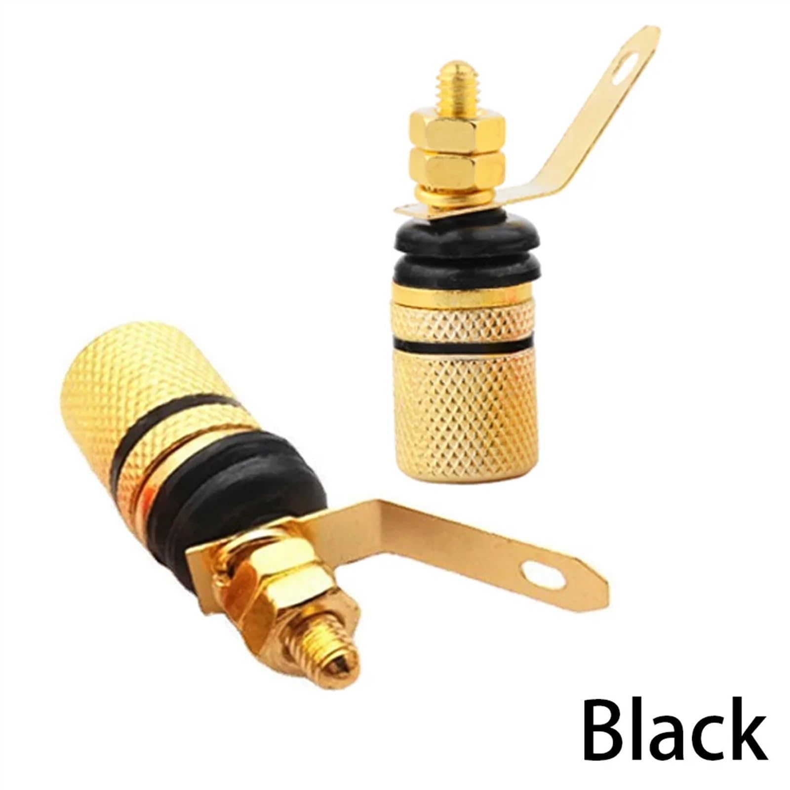 5 Paires de tiges de Liaison en cuivre plaqué Or 307, borne de Haut-Parleur, connecteur de Panneau de Prise Banane de 4mm, Rouge et Noir(10Pcs Black)