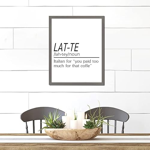 Miniatura 7 de Letrero de madera con la divertida definición de sustantivo lat-Te estilo campestre de 20 x 16 pulgadas, marco gris, placa de madera para casa de