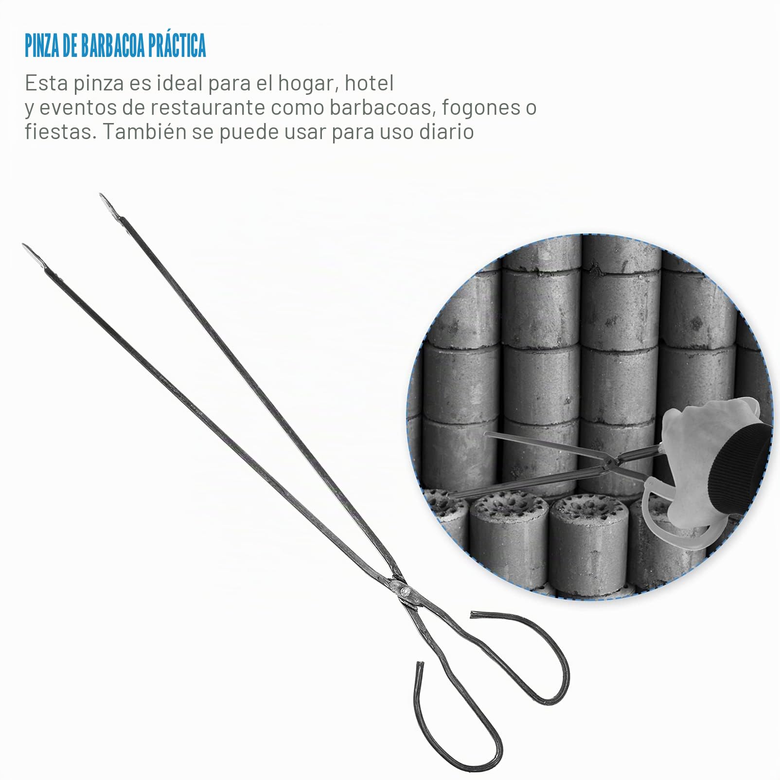 Angoily Pinzas de Tijera de Acero Inoxidable Pinzas de Carbón para Barbacoa Extra Largas para Cocinar Comida para Cocinar Barbacoa 60Cm