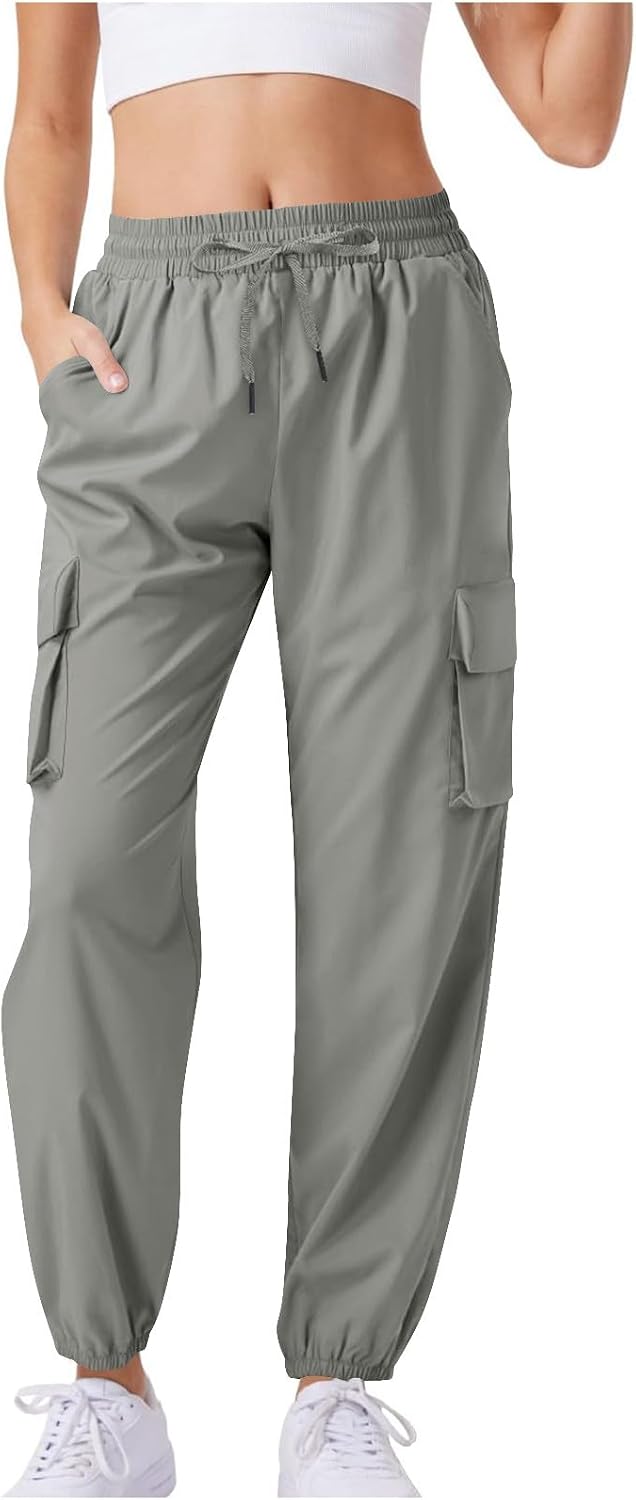 Womens Cargo Joggers Parachute Y2K Pants Lightweight Hiking Travel Scrub Pants Quick Dry Trousers with Pockets