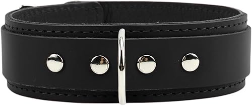 Miniatura 2 de Ana V Collar Latigo Piel Cordero Forro Cuello de Cuero Hecho a Mano, Negro -, Pequeño