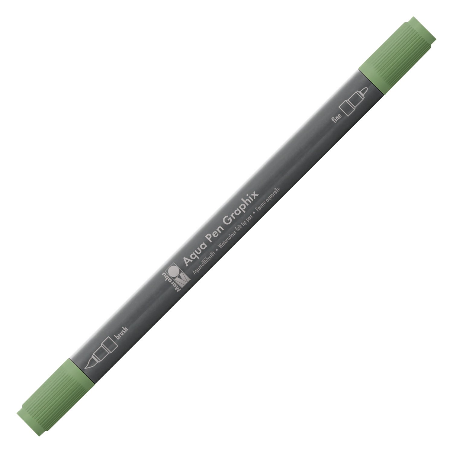 Marabu Aqua Pen Graphix Watercolour Felt Tip Pen Duel Tip (Fine Brush)  Antique Green (266)