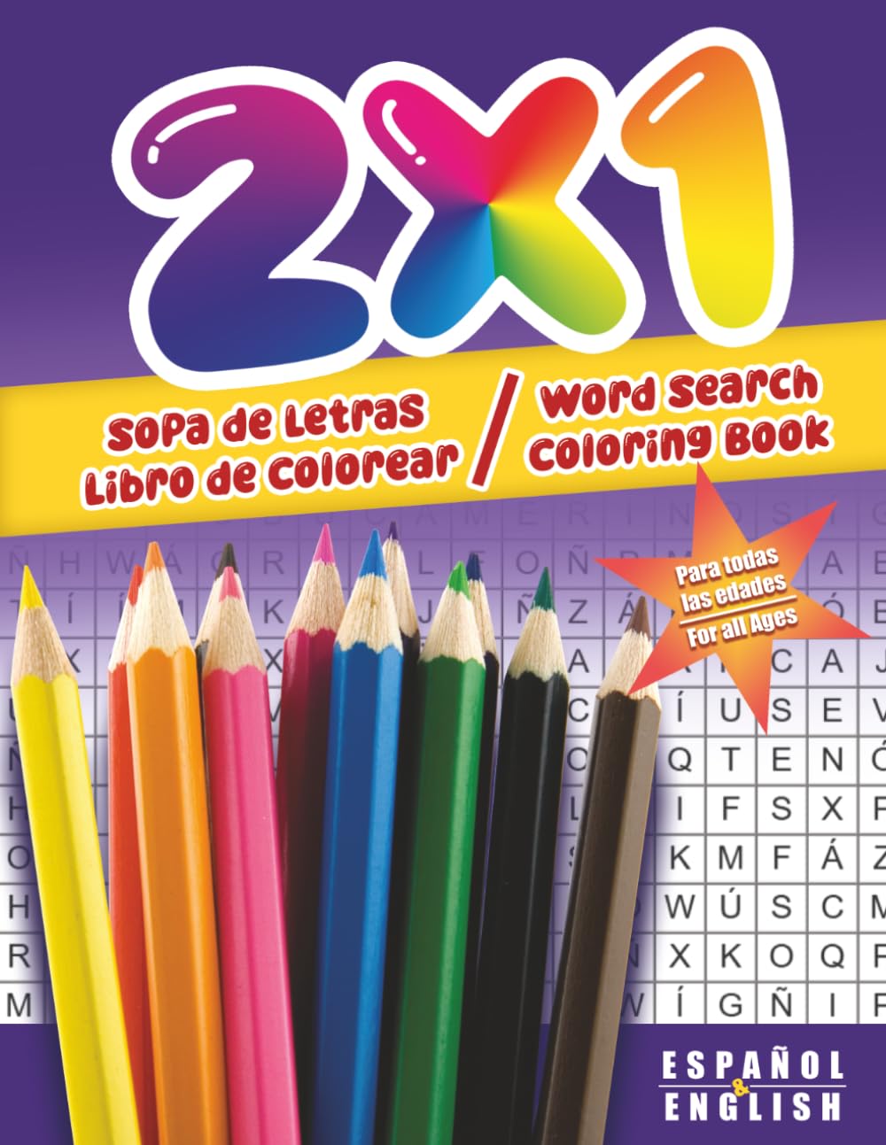 2x1: Libro de Colorear y Sopa de Letras - Word Search and Coloring Book