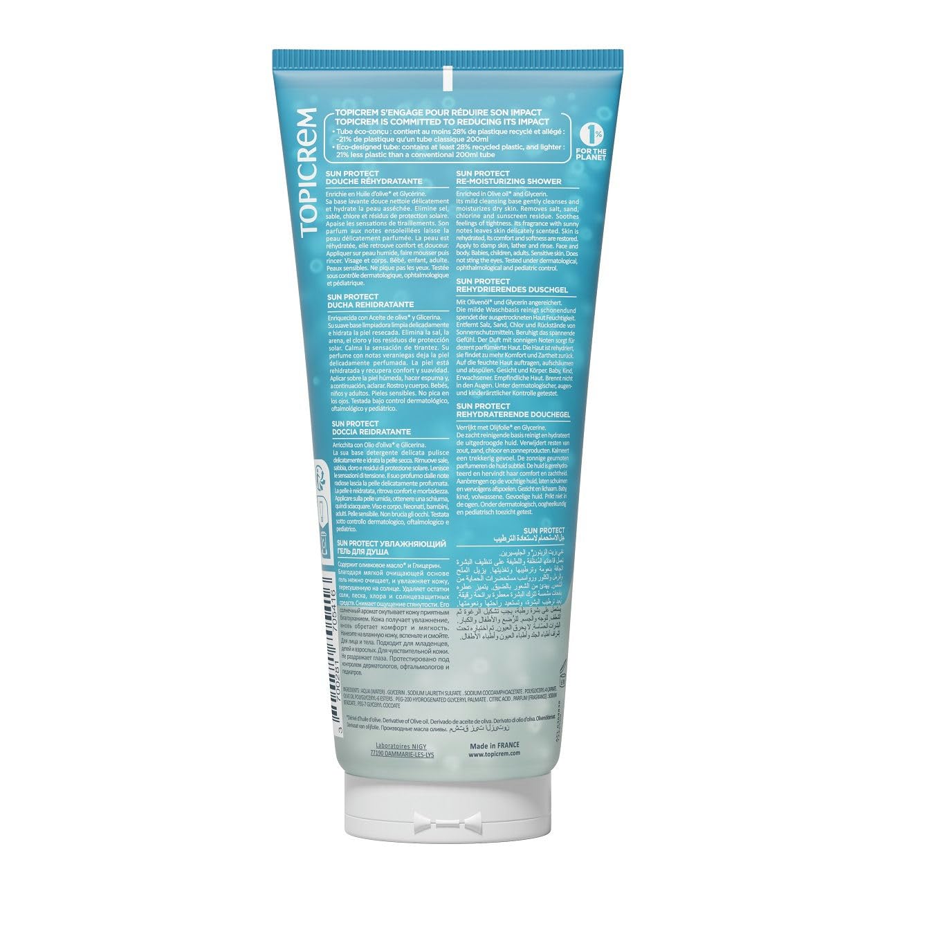 Topicrem - Sun Protect, Douche Réhydratante - Nettoie, Hydrate, Nourrit, Apaise la Peau, Élimine les Résidus de Protection Solaire - Soin Peaux Sensibles - Gel Douche Après-Soleil - 200 ml