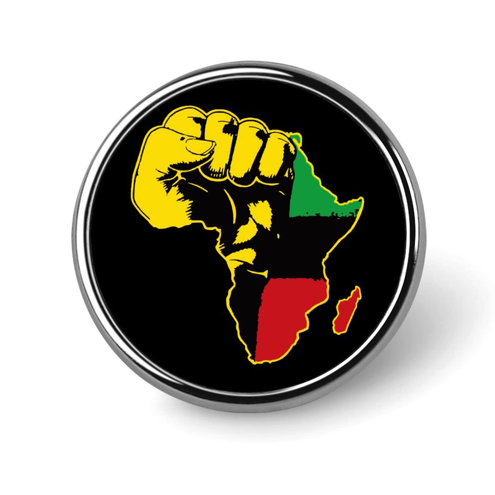 Africa Fist Map Round Brooch Pin Funny Lapel Tie Pin Crafts Badge for Costume Accessory