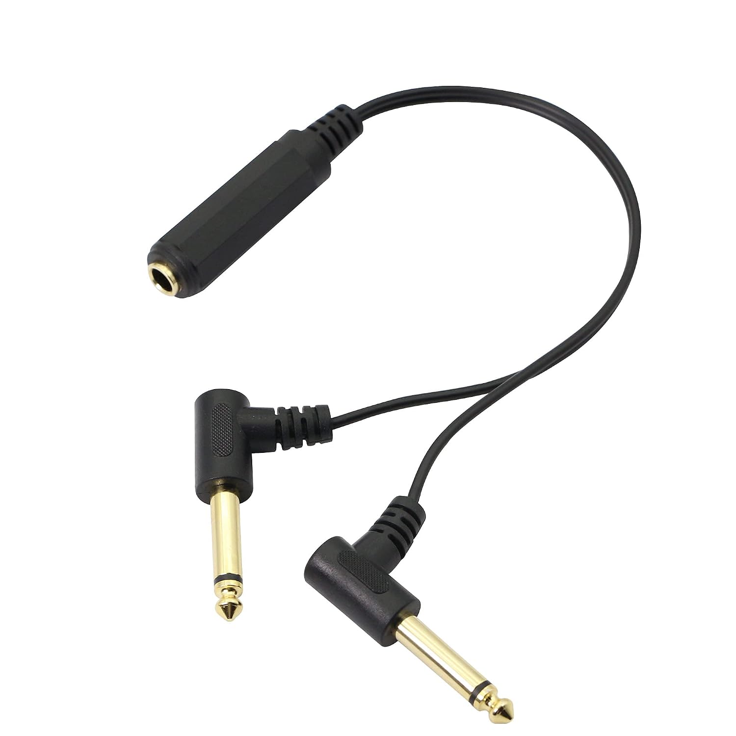 QIANRENON TRS 6.35mm to 2 TS 6.35mm Y Splitter Adapter cable TRS 1/4 Female to 2 Right Angle TS 1/4 stereo breakout cable - Image 4