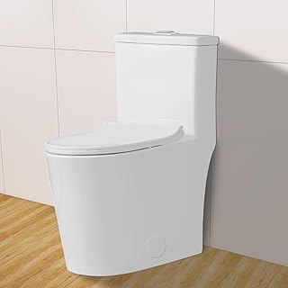 Wonchael WK0892 Small One Piece Toilet Dual Flush 1.1/1.6 GPF Soft Closing Seat,White Suitable for Tiny Bathrooms 12