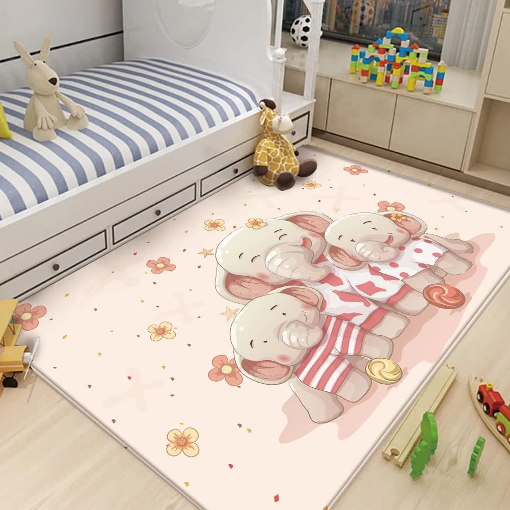 Tapis de Chambre d'enfant Marelle Éléphant Mignon de Bande dessinée, Chambre, Salle de Jeux, Jeux familiaux.-60x180cm