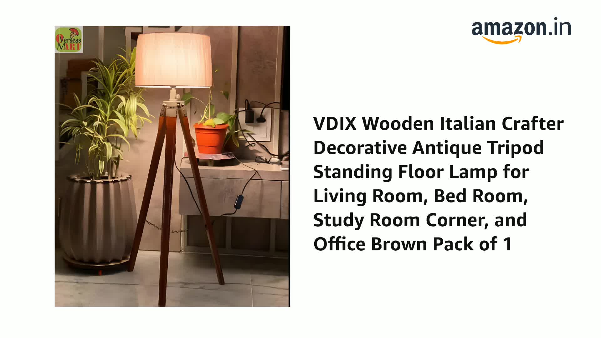 VDIX Wooden Italian Crafter Decorative Antique Tripod Standing LED