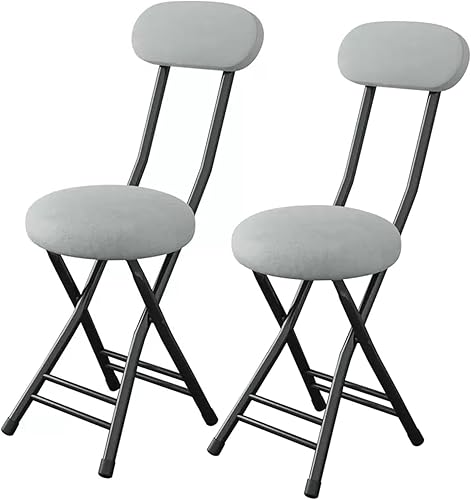 Juego de 2 taburetes portátiles, taburetes plegables de poliuretano acolchado con respaldo, taburetes de bar de altura de encimera de cocina para