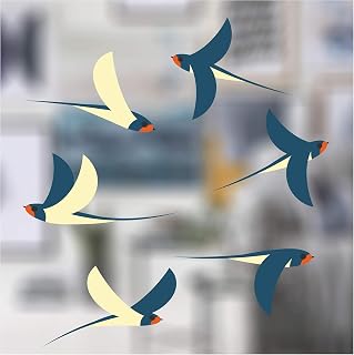 6 Schwalben Fensteraufkleber Vogelschutz für Fenster | Elektrostatische Aufkleber mit Schwalbenmotiv | Vogelschutz Fenster | Verhindert, Dass Vögel in Ihren Fenstern Stoßen