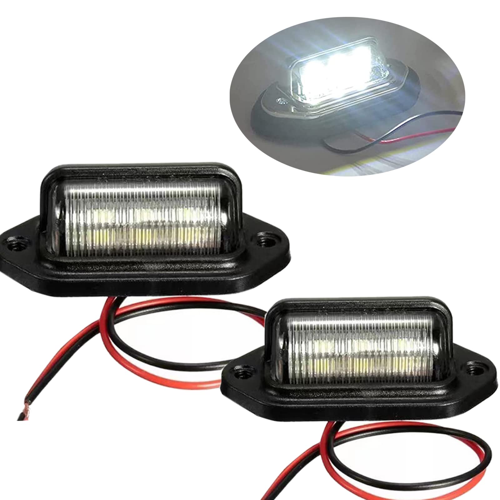 liteball LED White License Plate Light,Waterproof 6-SMD LEDs Super Bright Tail License Plate Lighting for Car Motorcycle Truck SUV Night Driving