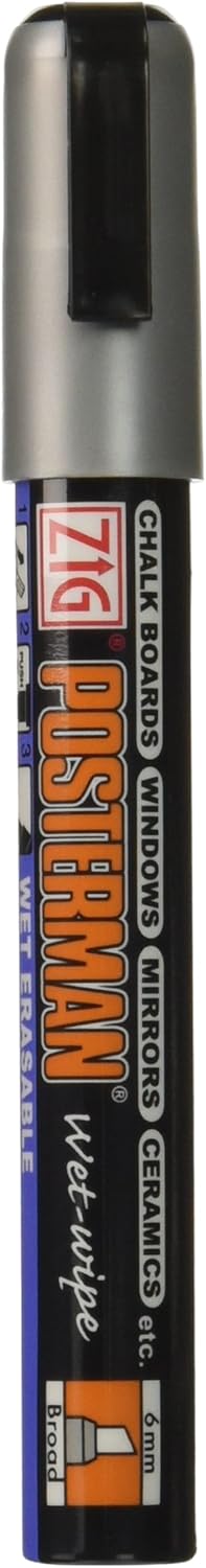 1-Piece Posterman Wet-Wipe Marker, Silver